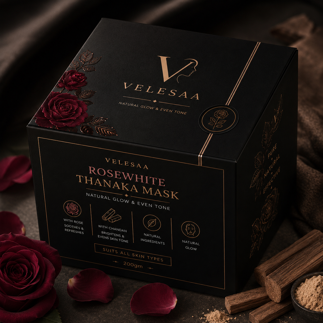 Velesaa RoseWhite Thanaka Face Mask | Brightening & Oil Control Mask